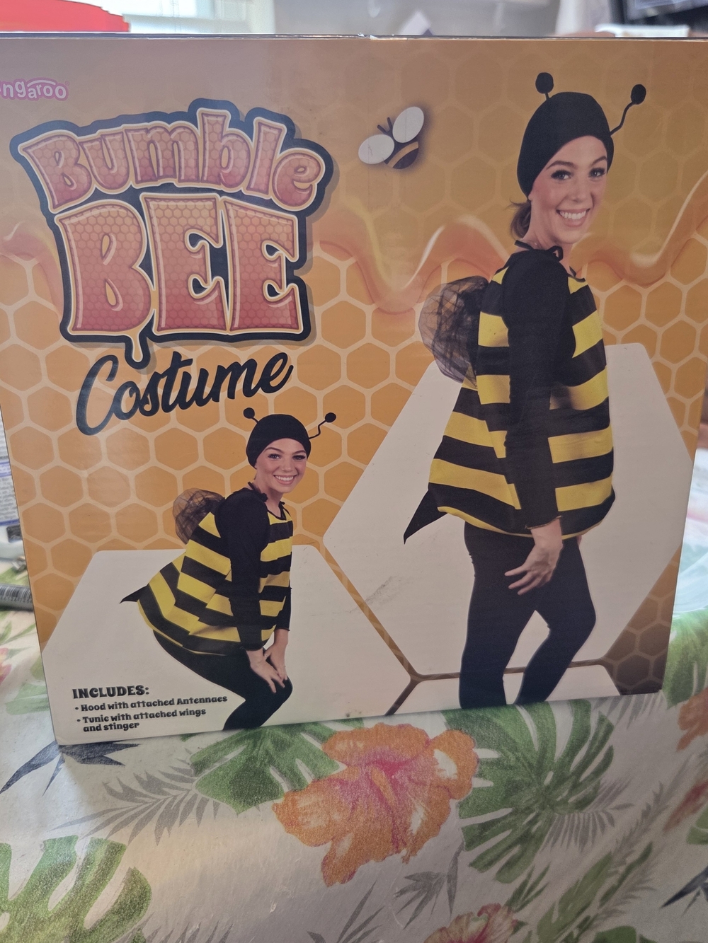 Bumble Bee costume with attached antennae and wings and glasses adult size #hall